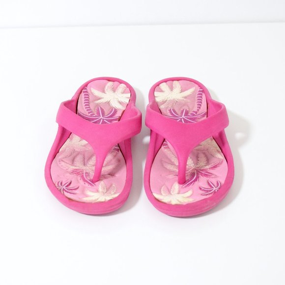 Pink Tropical Palm Tree Cushioned Flip Flops - Picture 3 of 9